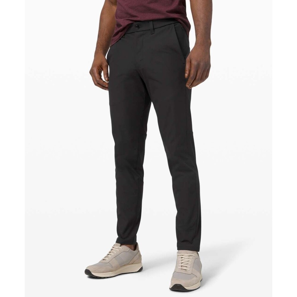 Men Lululemon Commission Pant Slim Fit Warpstreme ABC Black Trouser M5975S 31x31
